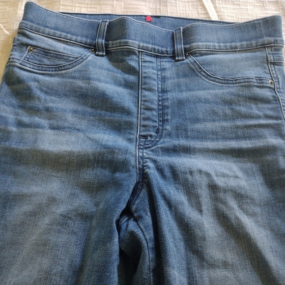 Spanx Jeans Women Medium Blue Kick Flare High Rise Vintage Indigo Pull On Denim - Picture 2 of 11